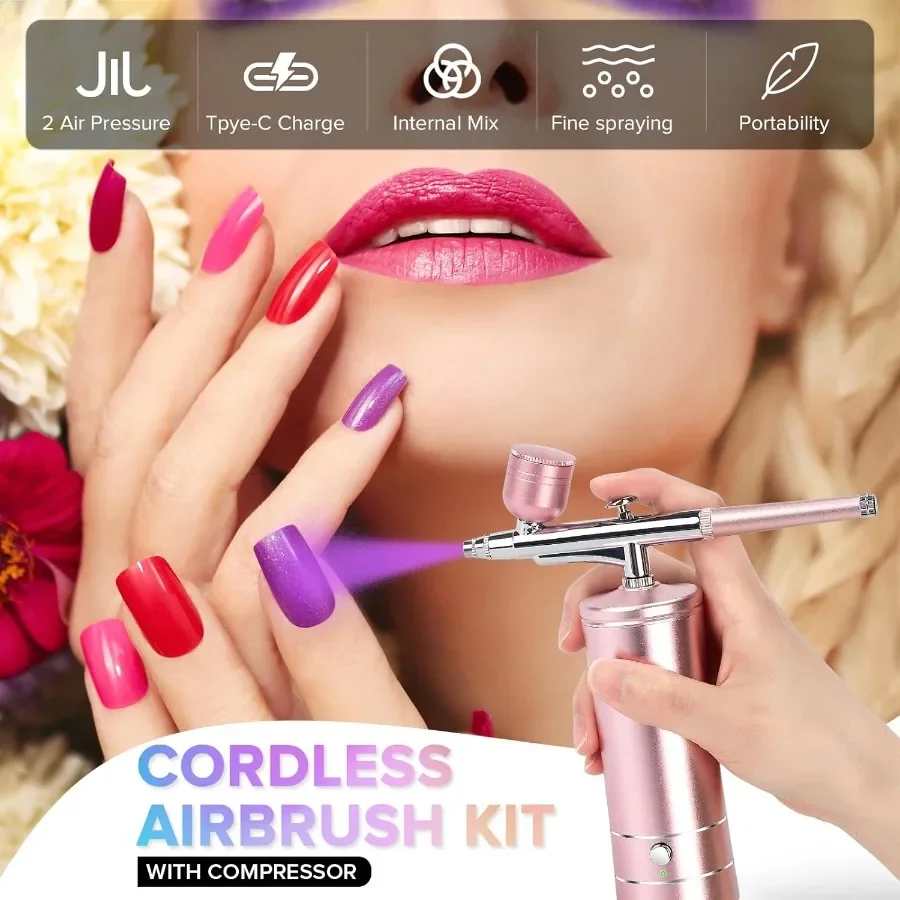 ชุดพ่นสีแบบพกพา ชาร์จซ้ำได้ ประสิทธิภาพสูง หัวฉีดขนาด 0.3 มม. สำหรับแต่งหน้า แต่งตัว ทำเล็บ ลายสัก