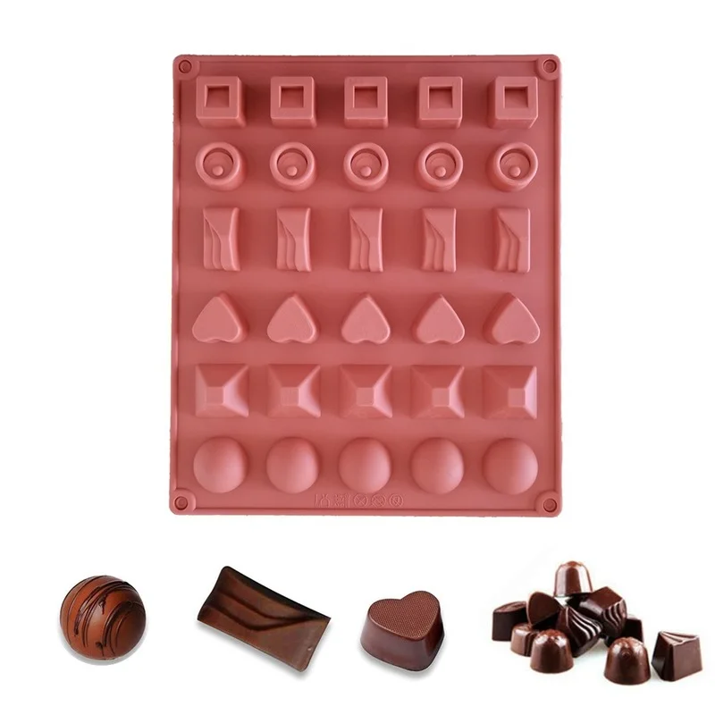 

Silicone 30 with 6 Shapes Chocolate Mold Insert Candle Fondant Glue Biscuit Mold Jelly Pudding Mold Fondant Straw Topper Molds