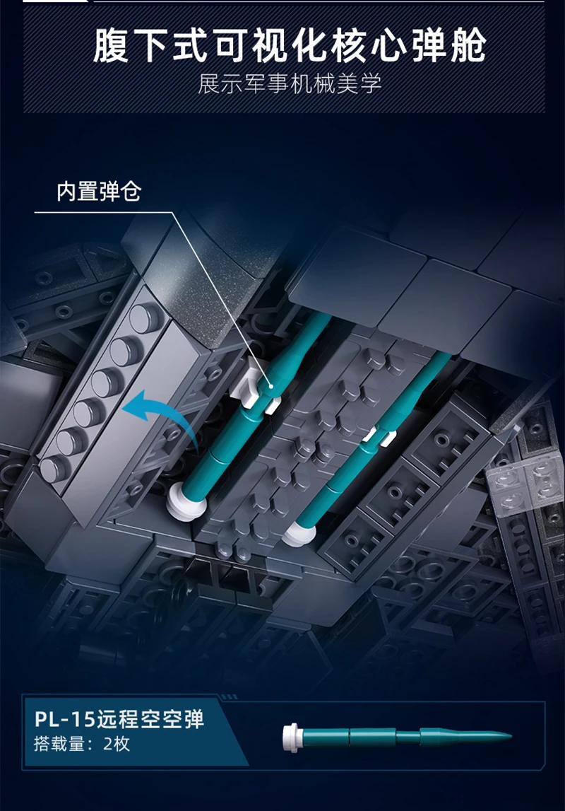 Modello di aereo militare Giocattoli dei mattoni Cinese J-35 Stealth Fighter Building Blocks Rivestimento in metallo simulato compatibile con LEGO