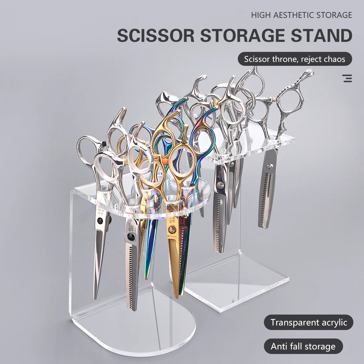 5/6 grids Barber Scissors Holder Salon Shears Display Stand Racks Storage Acrylic Makeup Brush Organizer Hairdressing Supplie