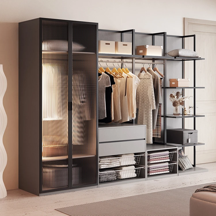 Luxury wardrobe hanging metal hanger bedroom combination wardrobe walk-in hanger