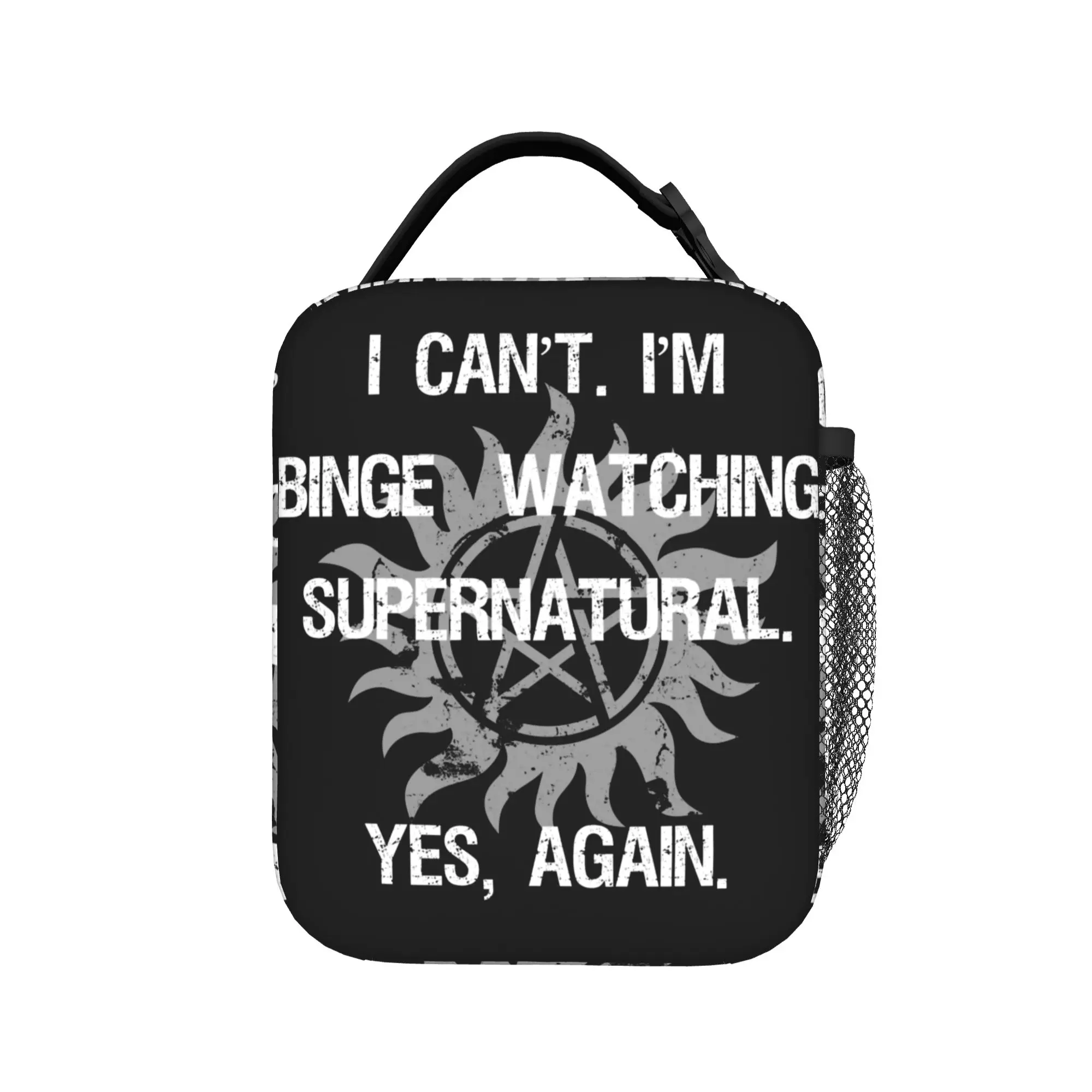 Supernatural Binge Watching Saving People Hunting Things Insulated Lunch Bag Lunch Container Thermal Bag Lunch Box Tote Food Bag