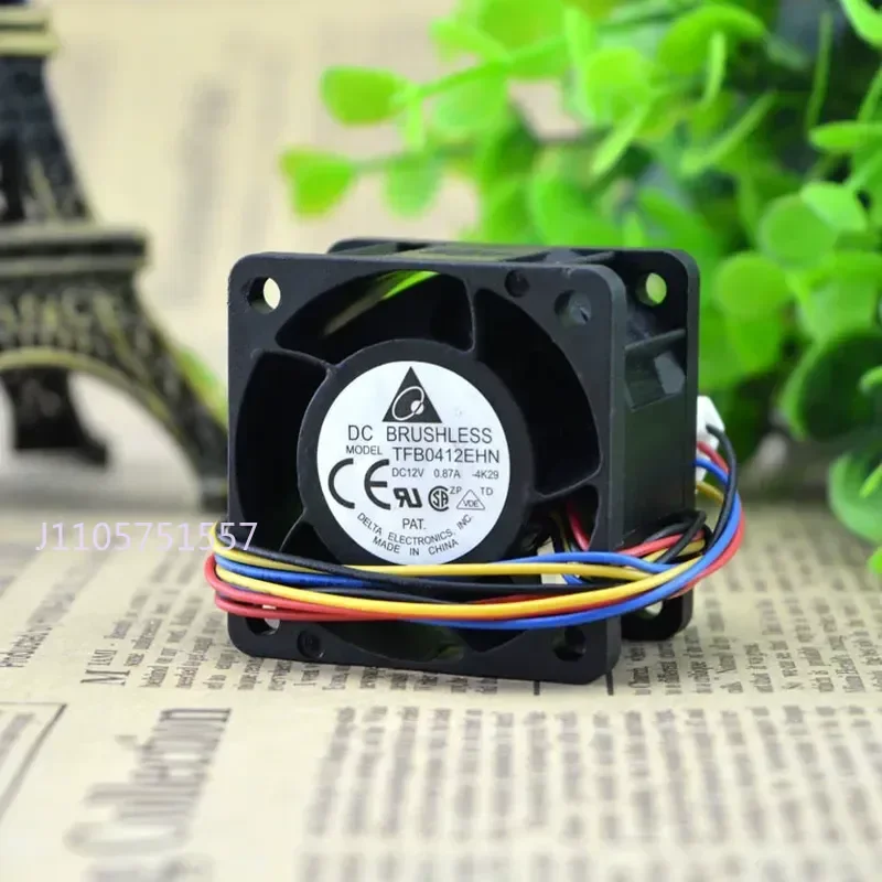 Ultra Violet Double Ball Server Fan for Delta TFB0412EHN 4028 12 V 0.87 A 4 cm PWM