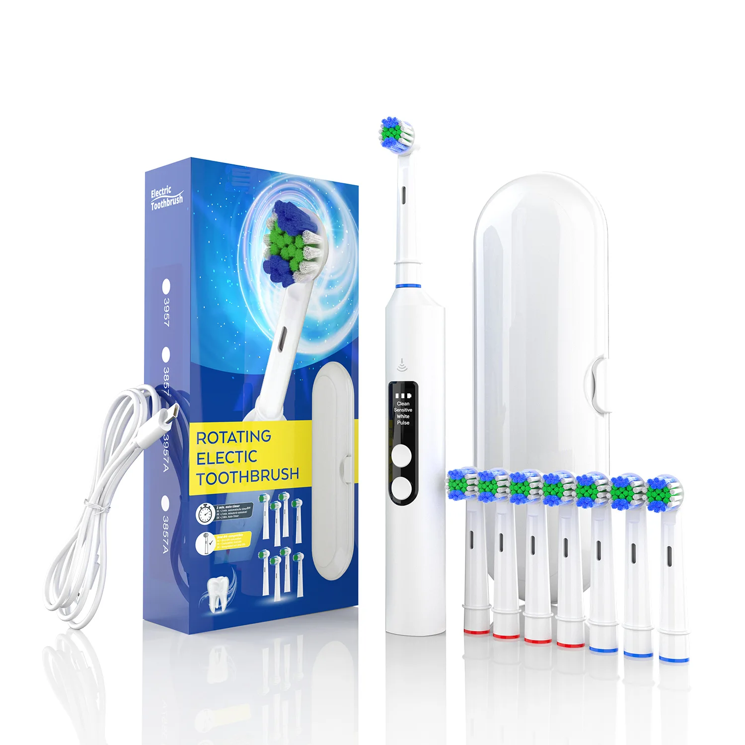 

Fully automatic 8 brush head soft-bristle adult intelligent rotating electric toothbrush rechargeable