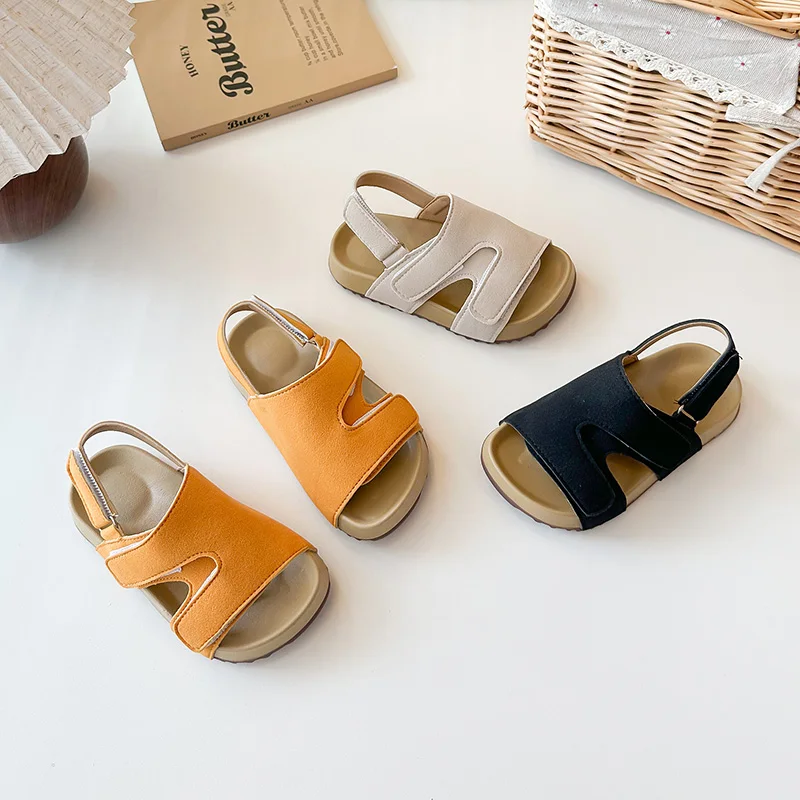 

Детские сандалии с открытым носком 2026: Новые летние пляжные туфли на платформе для мальчиков и девочек, уличные повседневные школьные ретро-сандалии, нескользящие