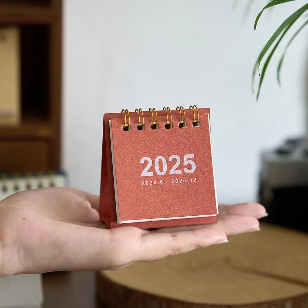 Mini calendário de mesa 2025 2024-2025 mini conjunto de calendário de mesa para escritório casa planejamento espiral calendário de bolso portátil para a escola
