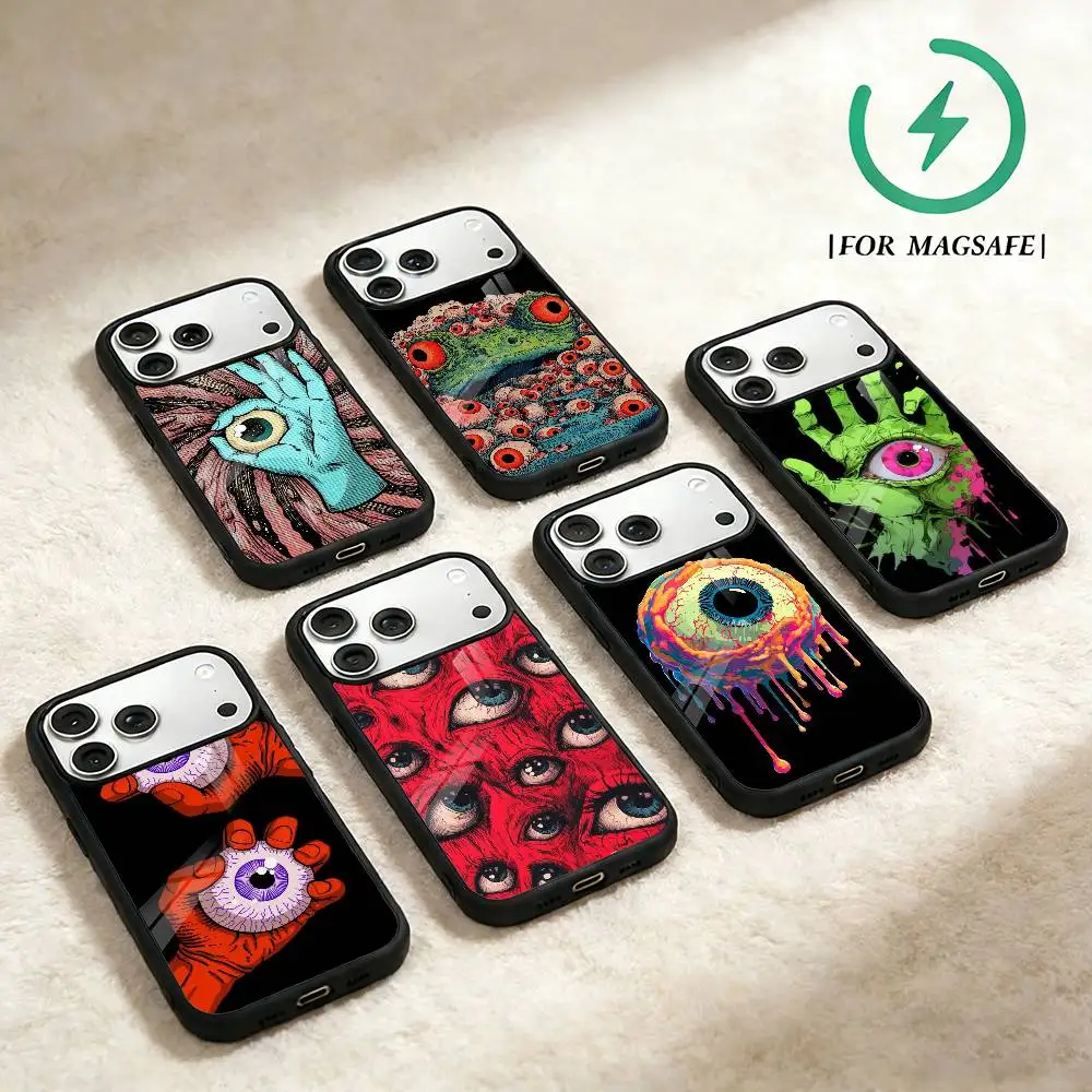

Eye Art Painting Phone Case For iPhone 17 16 15 14 13 12 Pro Max Plus for Magsafe Mirror Wireless Magnetic Cover