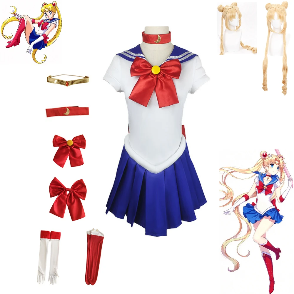 Anime Sailor Moon Cosplay Costume, Sailor Uniform, 4th Version Tsukino Usagi Cosplay Outfit, Halloween Stage Performance Costume