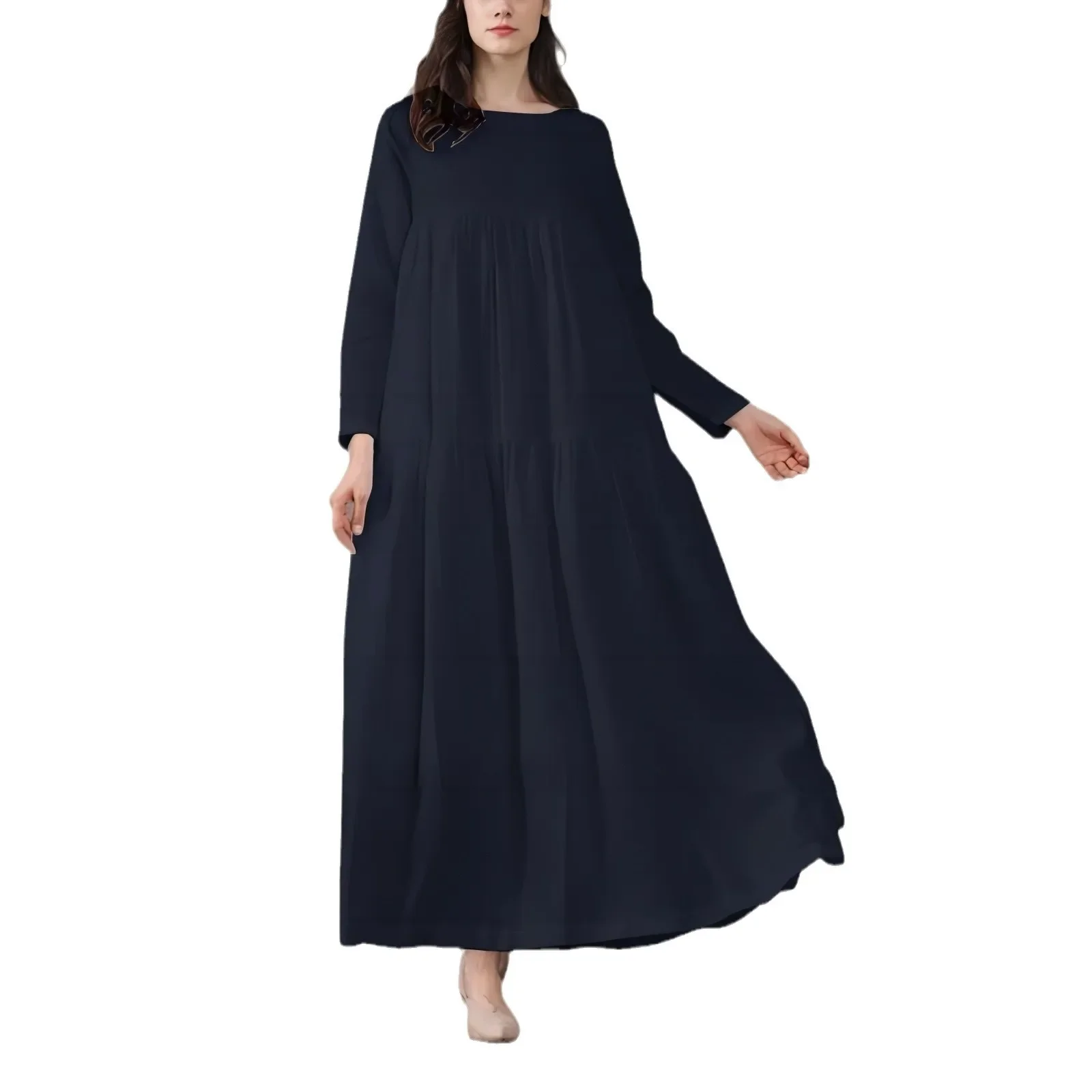 Bohemian Shirt Dress Women\'s Maxi Sundress 2024 Spring Elegant Casual V Neck Ruflle Vestido Female Long Sleeve Robe