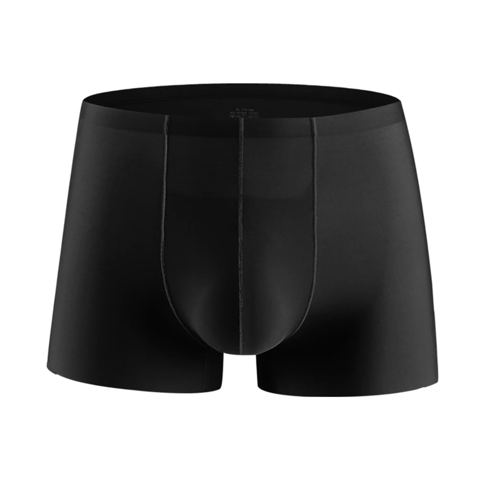 Seamless Men\'s Trunks Made of Ice Silk Blend Nylon and Spandex for Quick Dry Comfort During Sports or Activities