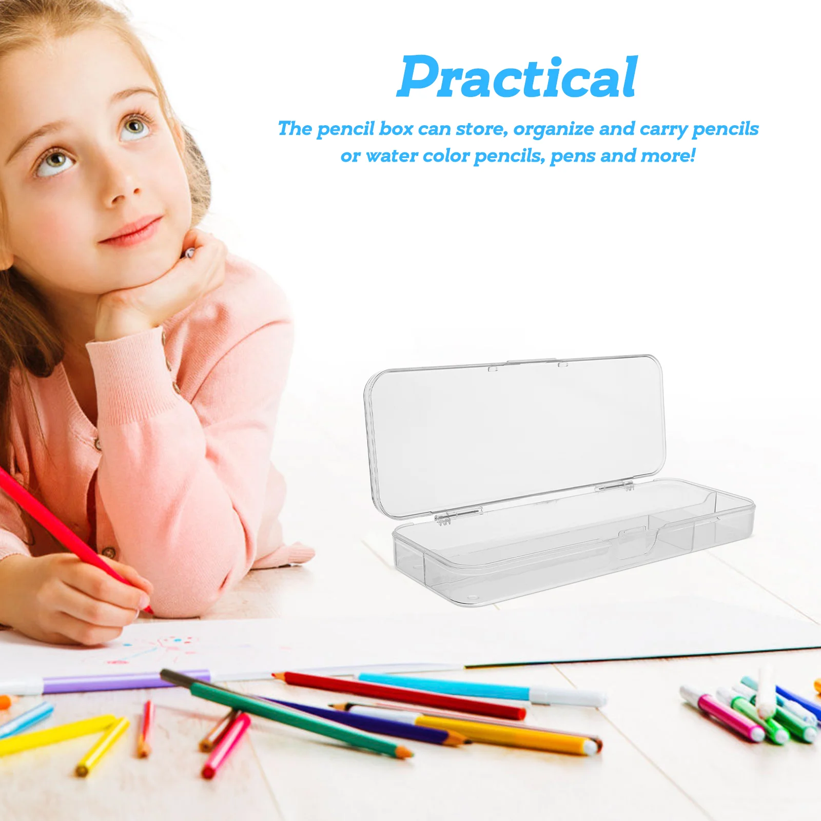 Transparent Pencil Case Large Capacity Pen Storage Container Plastic Desk ganizer Stationery Box Clear Portable