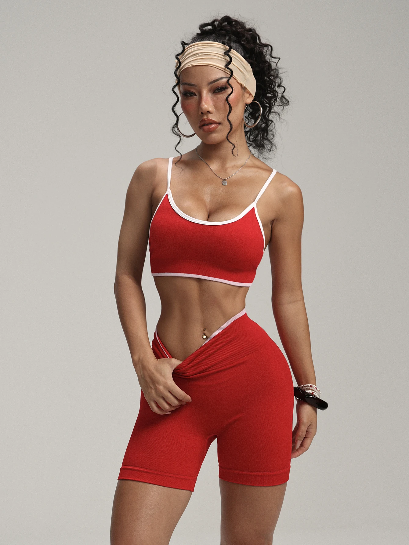 بدلة يوجا صيفية عالية الخصر لرفع الورك قابلة للتنفس للسيدات، طقم مكون من قطعتين لتدريبات اللياقة البدنية #3