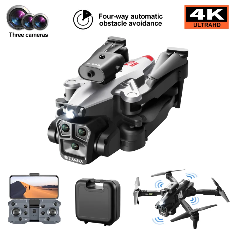 K10 Max Drone Professional 4K HD Three Camera Obstacle Avoidance Aerial Photography Optical Flow Hovering Foldable Quadcopter