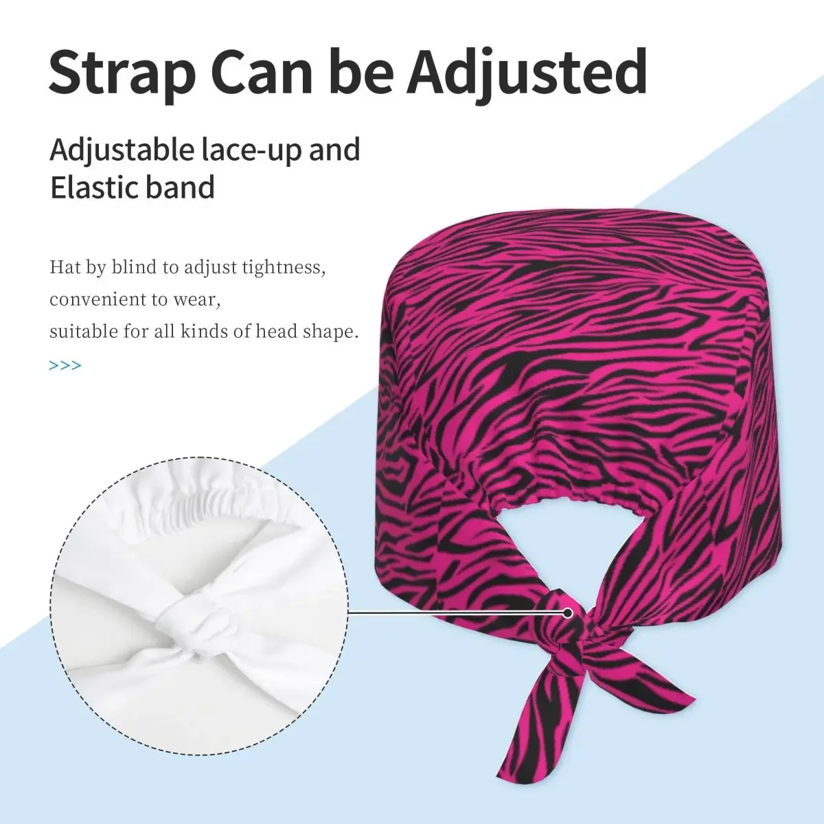 Pink Zebra Print Scrub Hat Doctor Working Surgical Cap Men Women Adjustable Nursing Caps for Dentist