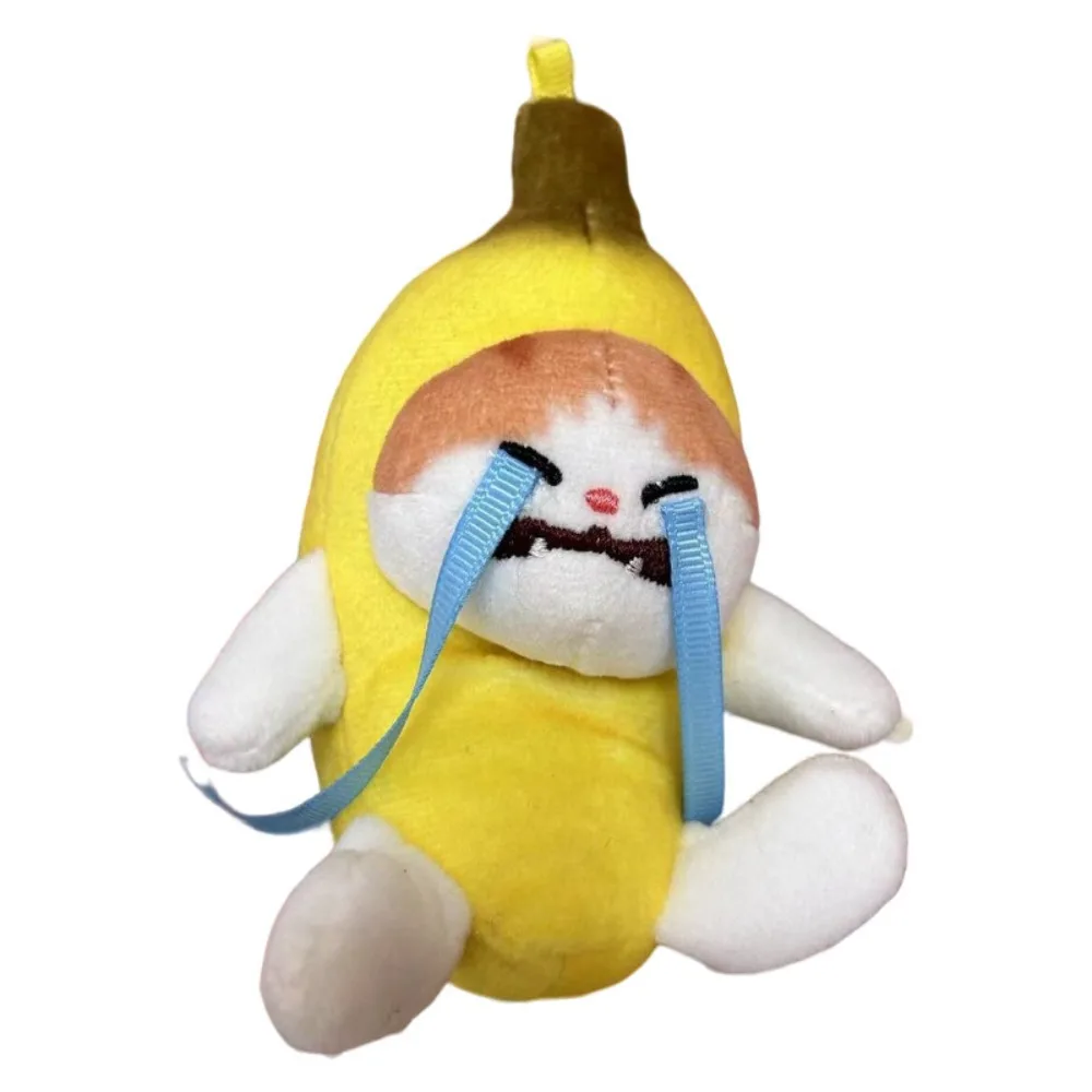 Creative with Cry Sound Banana Cat Voice Keychain Plush Banana Cat Doll Banana Key Chain Funny Funny Toys