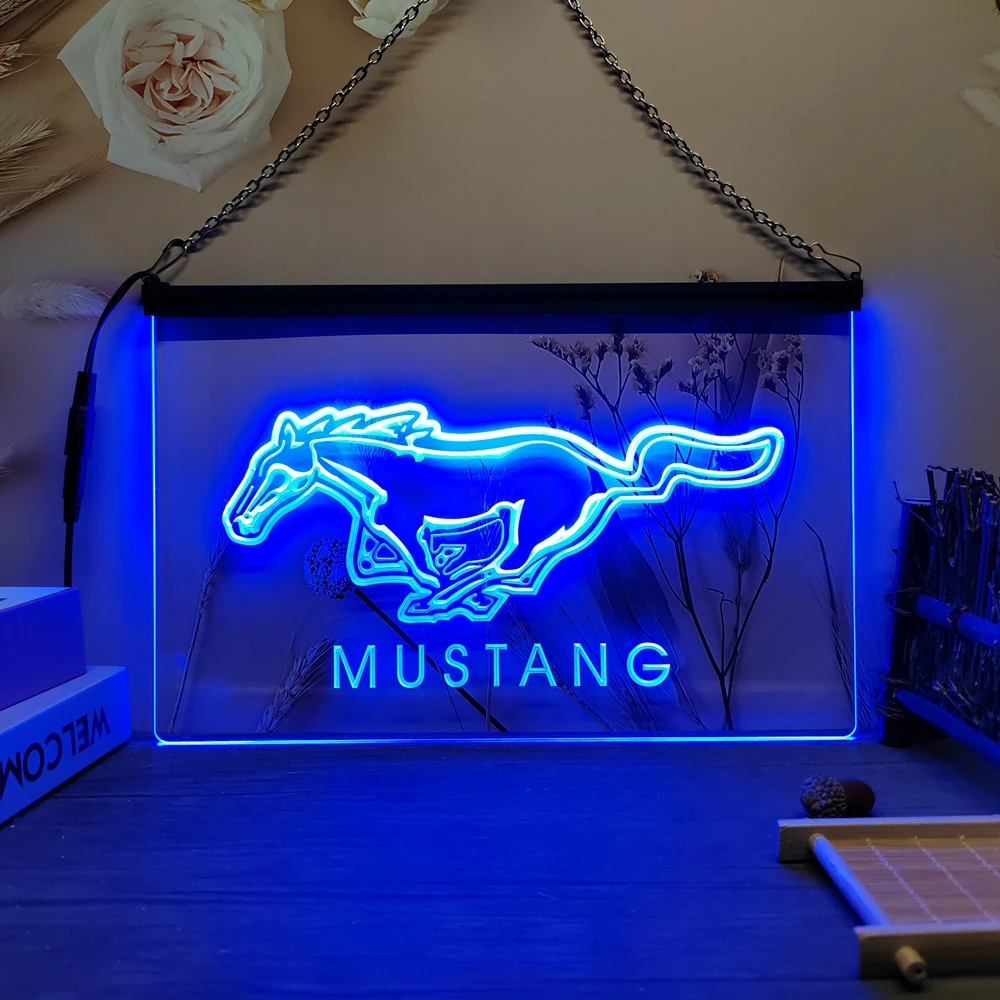 Mustang LED Neon Sign-3D Carving Wall Art for Home,Room,Bedroom,Office,Farmhouse Decor