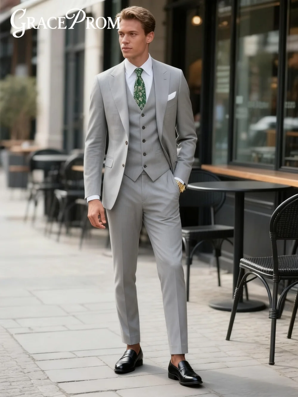 

Fashionable Single-Breasted Men's Suit Set For Wedding Formal Business 3PCS Men's Suit Set Including Jacket Vest Pants Customize