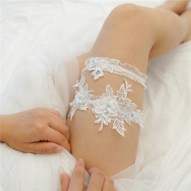 Sexy Fashion Lingerie Wedding Garter Belt Bride Cosplay Party Accessories Bowknot Flower Lace Elastic Leg Ring Bridal Leg Garter