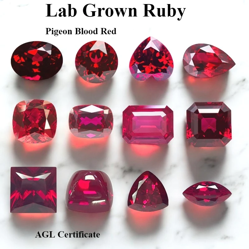 

Lab Grown Ruby Various Shape Pigeon Blood Red Charms Gemstone for DIY Jewelry Making Materials Selectable Certificate