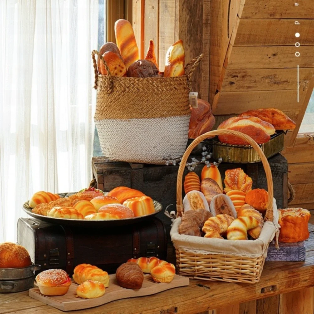 Realistic Soft Simulation Bread Stress Relief Pineapple Bun Squeeze Toy PU Waffle Biscuit Realistic Food Fidget Toy Still Life