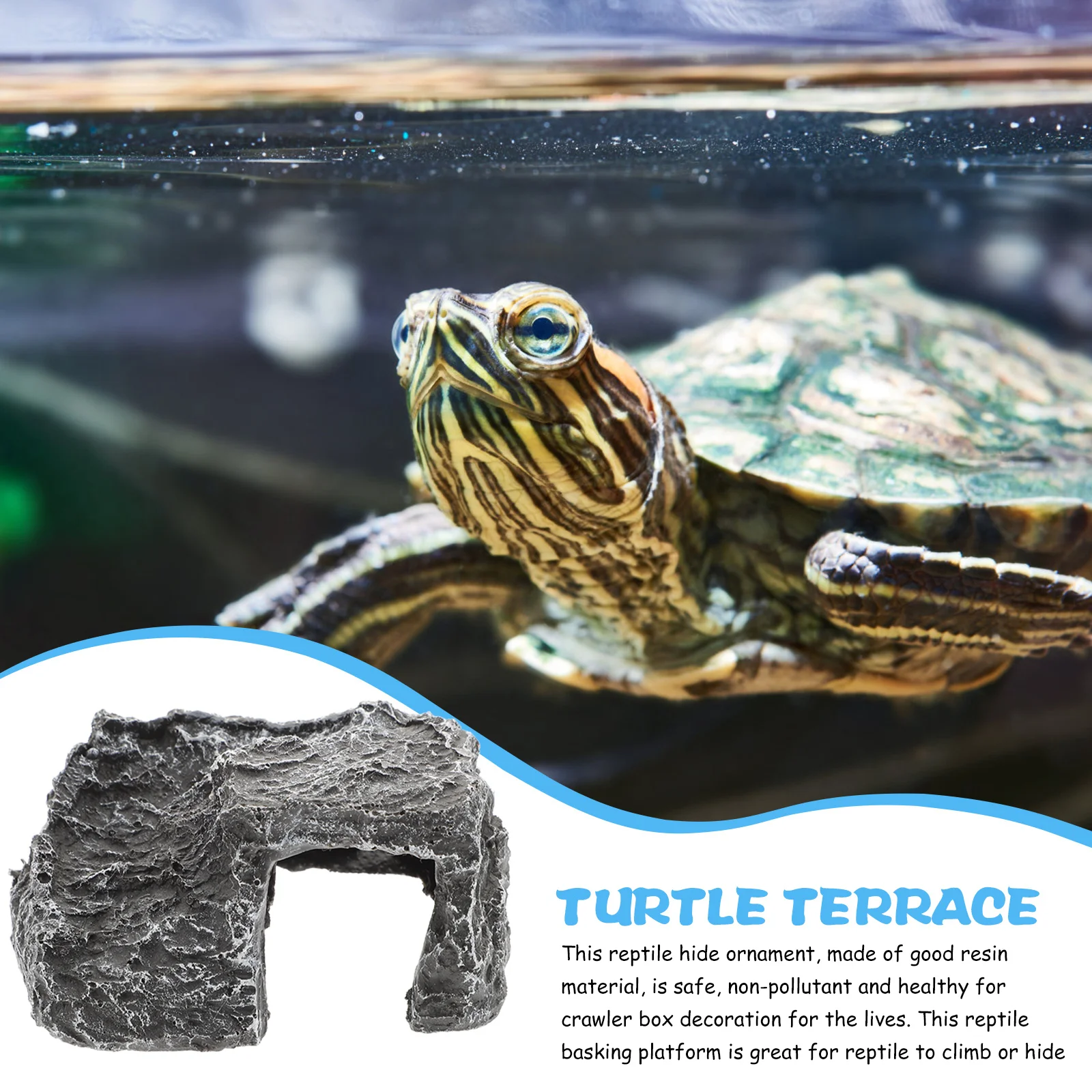 

Reptile Turtle Basking Platform Resin Climbing Resting Hide Cave Decoration Turtle Ramp Aquarium Habitat Tank Accessories