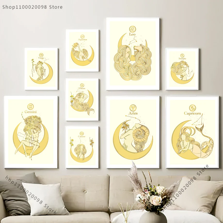 12 Constellation Leo Pisces Aries Gemini Wall Art Canvas Painting Nordic Posters And Prints Pictures For Living Room Home Decor