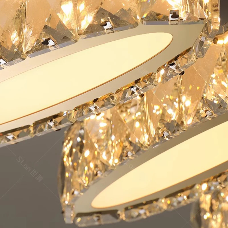 Imagem -05 - Modern Crystal Chandelier For Home Decoration Stair Pendant Lamp Living Room Pendant Lights Iluminação Interior