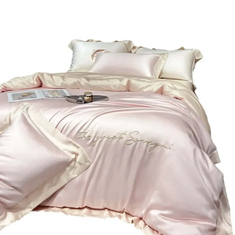 

Class A 100% Lenzing Tencel four-piece silk cool quilt cover ice silk sheets sleeping naked bedding