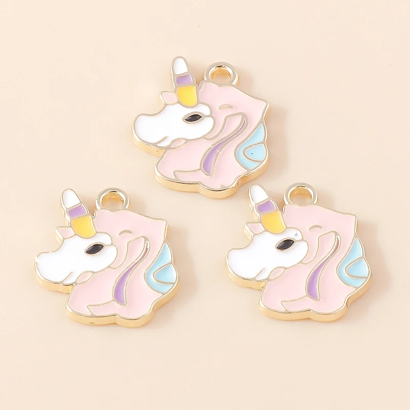 Leslie 10 Stück Emaille Pferd Regenbogen Einhorn Charms Anhänger für DIY handgemachte Ohrringe Armbänder Halsketten Schmuckherstellung Handwerk – Detail 19