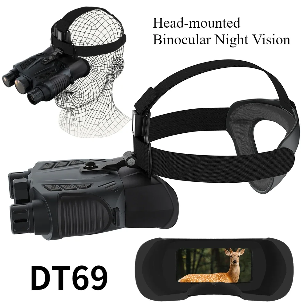 Head-mounted Binocular Night Vision DT69 WIFI IR Tactical Telescope Recorder 2.4'' 2.5K HD 15MP APP Control for Hunting Camping