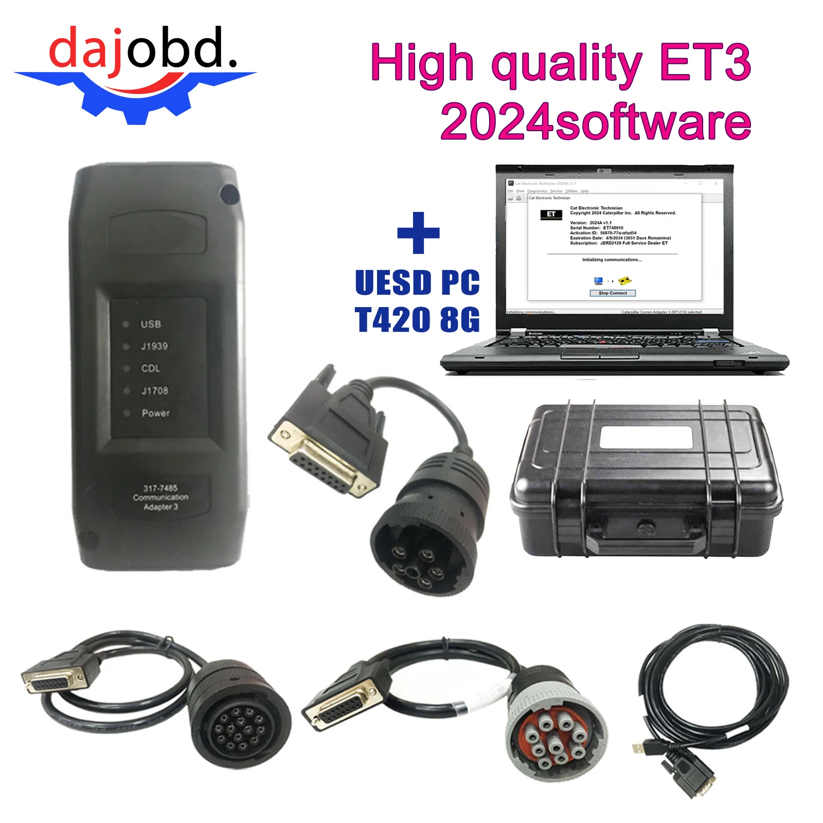 

For CAT ET3 2024A with T420 Computer and 2024 Software Carter Truck Diagnostics CAT3 ET3 Original Solution 2023C