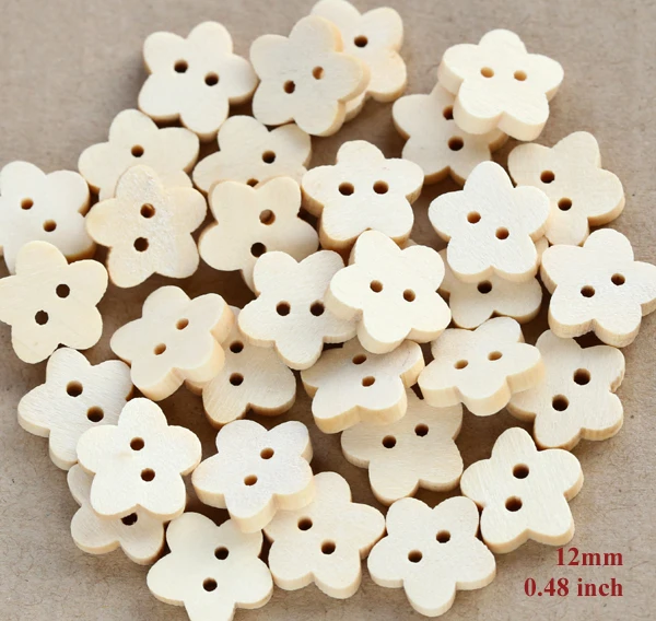100pcs/lot Size:12mm (0.48") Flower Shape Wooden Buttons Bulk Button for Children Sewing Accessories,wholesale(SS-442)