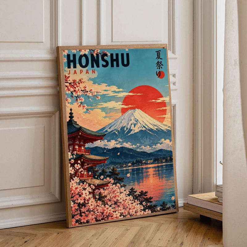 Japanese Crane Mount Fuji Tokyo Cherry Blossom Samurai Frog Okinawa Poster Canvas Painting Print for Living Room Home Decor