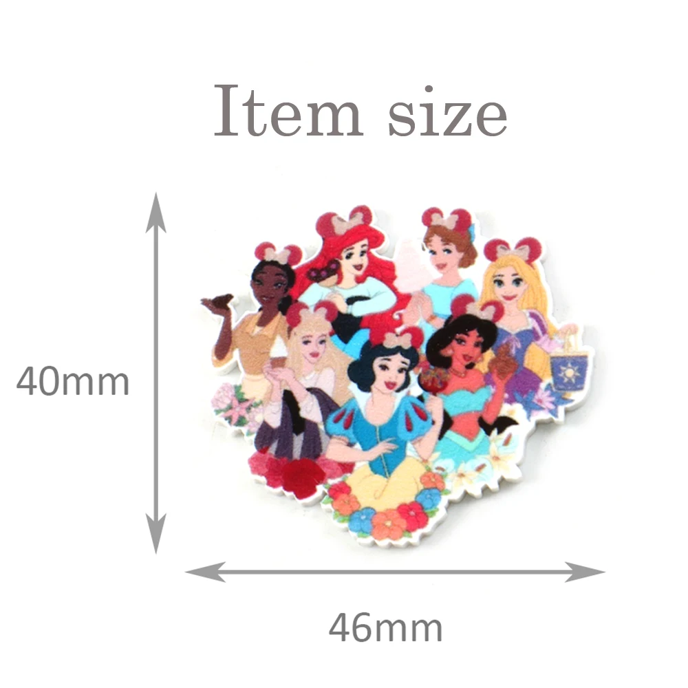 Disney Princess 5pcs/lot Planar Resin Flatback Craft Supplies Cabochon Scrapbook DIY Hair Bow Bag Material Acrylic