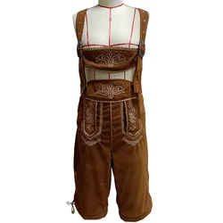 Men's German Oktoberfest Pant Lederhosen Suspenders Beer Cosplay Costume Bavarian Traditional Shorts Trachten Garments