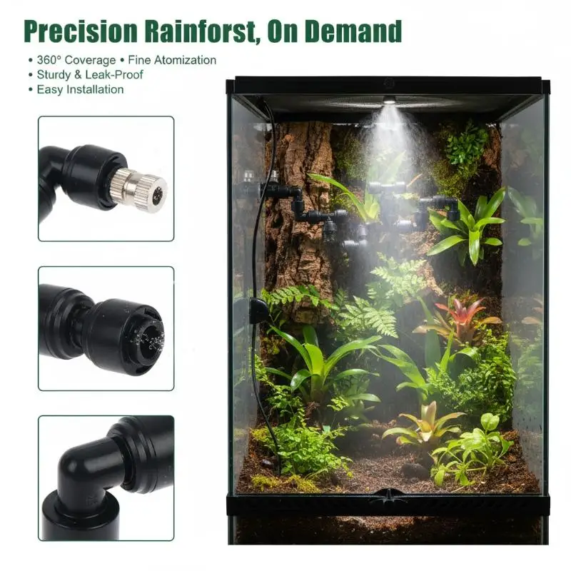 @*360° Adjustable Reptile Fogger Mist Sprinkler No Drip Design for Chameleon Tree Frog Reptile Enclosure