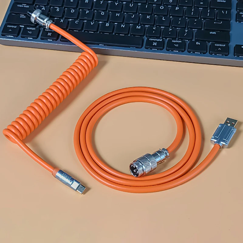 Macaron-Cable de teclado mecánico tipo C A USB A TPU, Conector de Aviador desmontable para teclado de juegos, 1,8 m