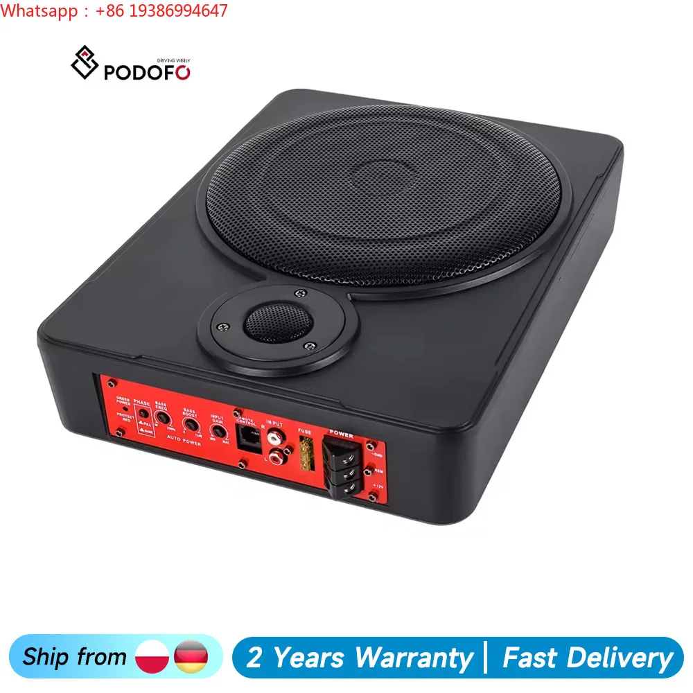 For Podofo 12V Thin Car Subwoofer SPL Active Power Car Sbuwoofer 600W Car Audio Under Seat Woofer Automobile Subwoofer