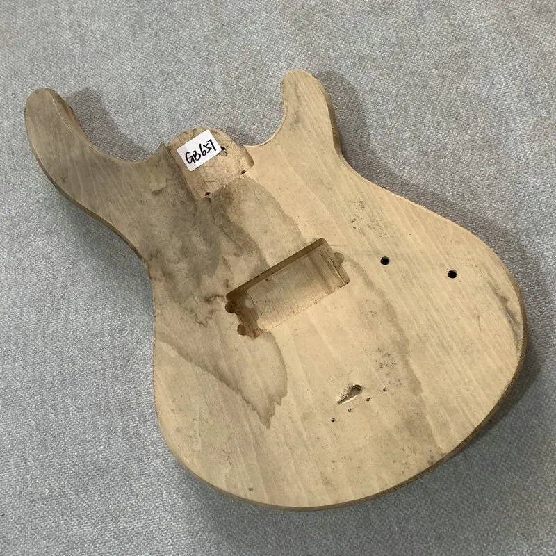 Right Hand 4 Strings Electric BASS Body Unfinished DIY Solid Basswood for Replace and Luthier NO Paints Surface DirtyGB657