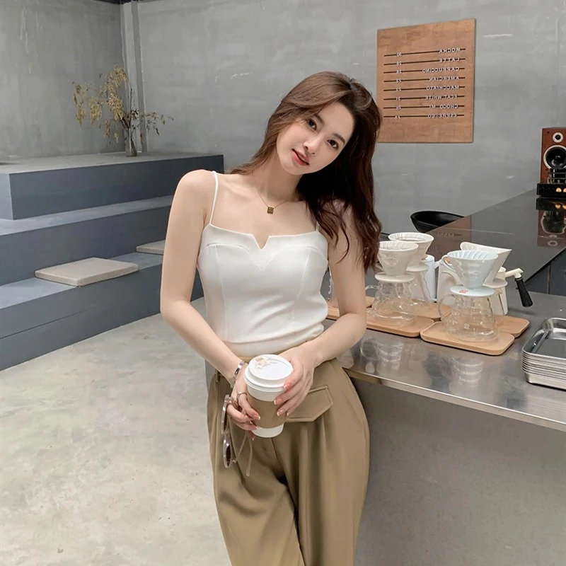 퓨어 디자이어 스몰 스트랩 베스트 여성용 수트 이너 보바 여름 바람 베이스 INS 슈퍼 얇은 아우터웨어 슬리밍 탑