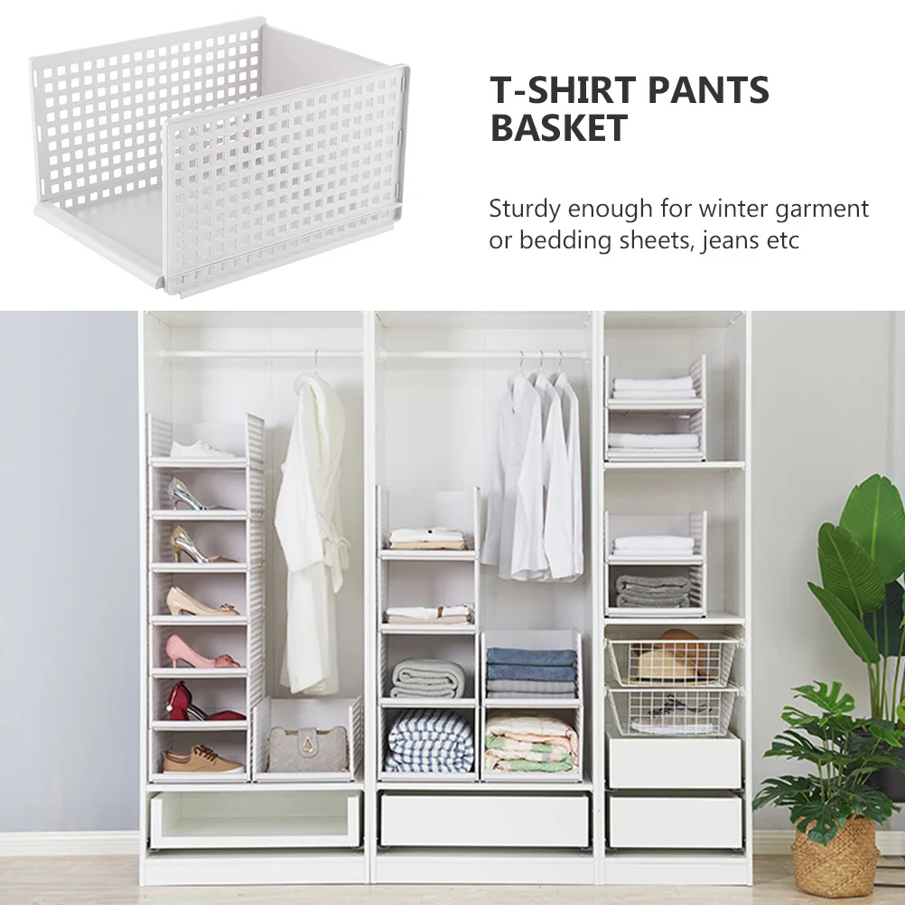 

Plastic Stackable Storage Basket for Clothes Organizer Wardrobe Drawer Home Bedroom Kitchen Bathroom Hotel Use Multi-Purpose