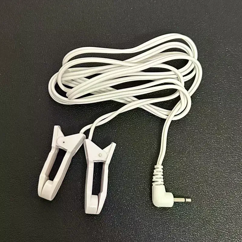 Ear Clip Electrode Lead Wire, 2.5mm Right Angle Plug Dual Ear Clamp Cable For TENS Pulse Therapy Massager Device