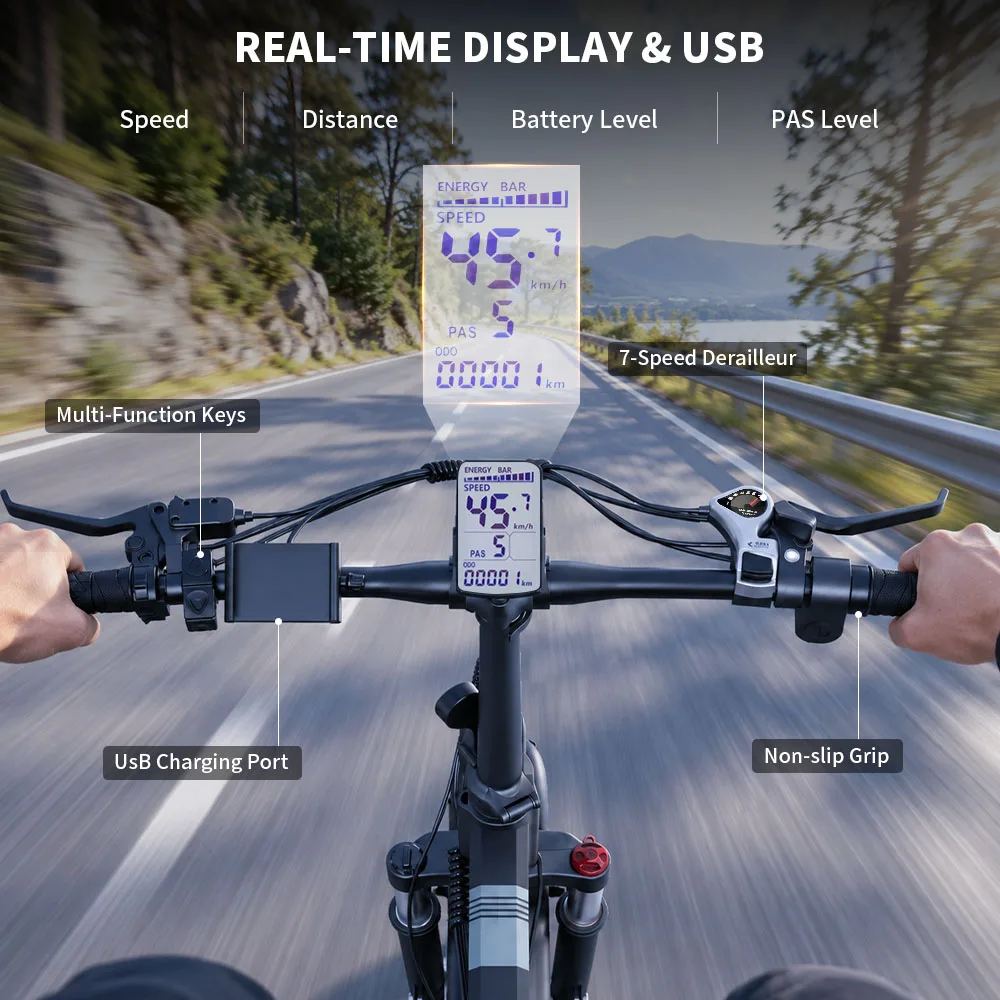 Bicicleta eléctrica plegable Ridstar H20, motor de 1000 W, batería de 48 V y 15 Ah, ideal para desplazamientos urbanos, para adultos, velocidad máxima de 45 km/h, bicicleta eléctrica de montaña.