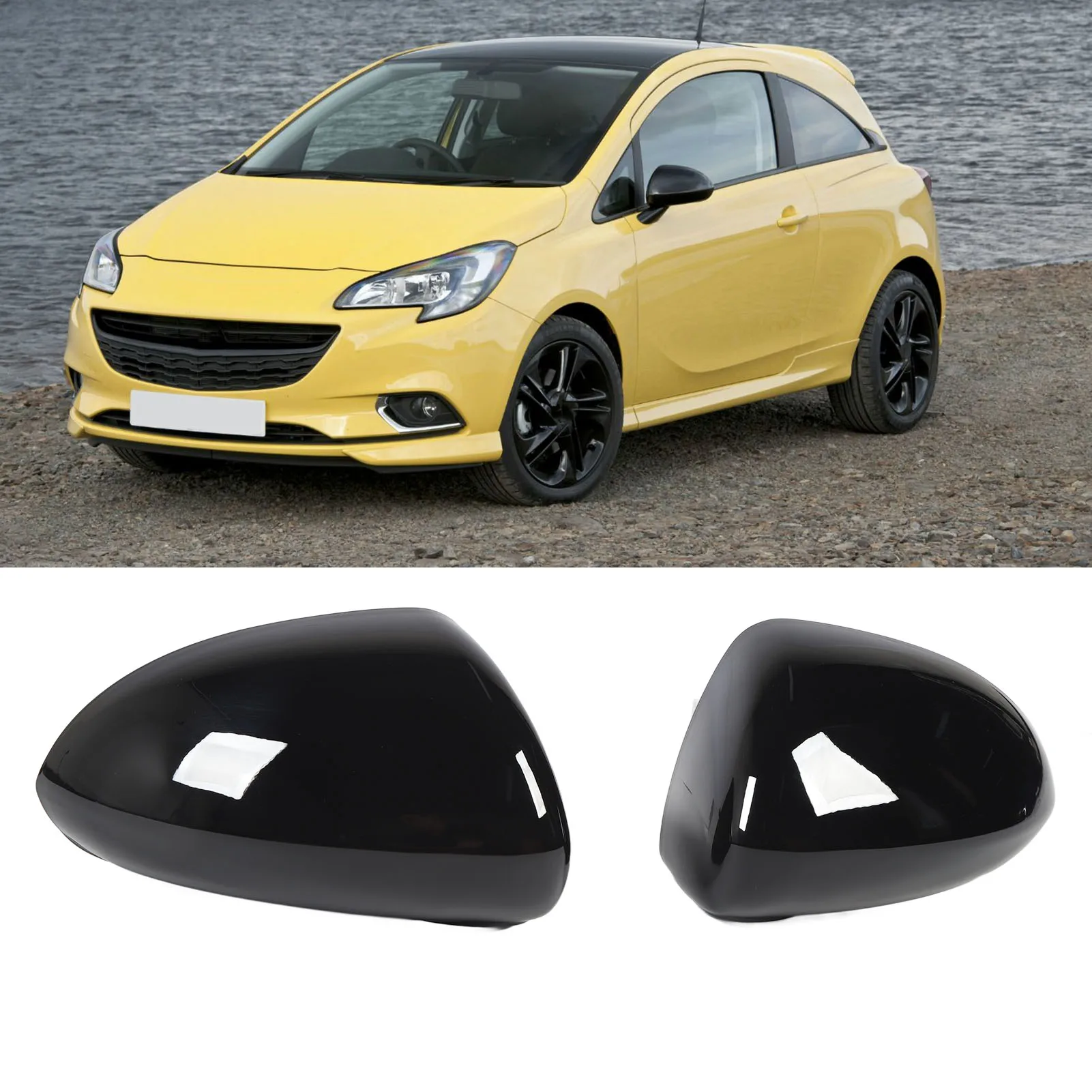 1Pair Door Mirror Covers Left Right Protective Stylish Waterproof Rearview Mirror Cap Covers Replacement For Vauxhall Corsa D E