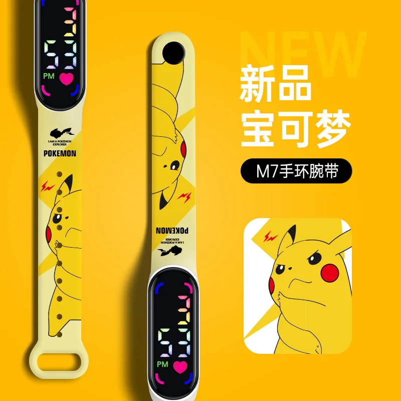 New Pokemon Pikachu Kids LED Watertight Watch Boys Girls Cute Wristwatch Cartoon Anime Derivative Peripherals  Accessories Gifts