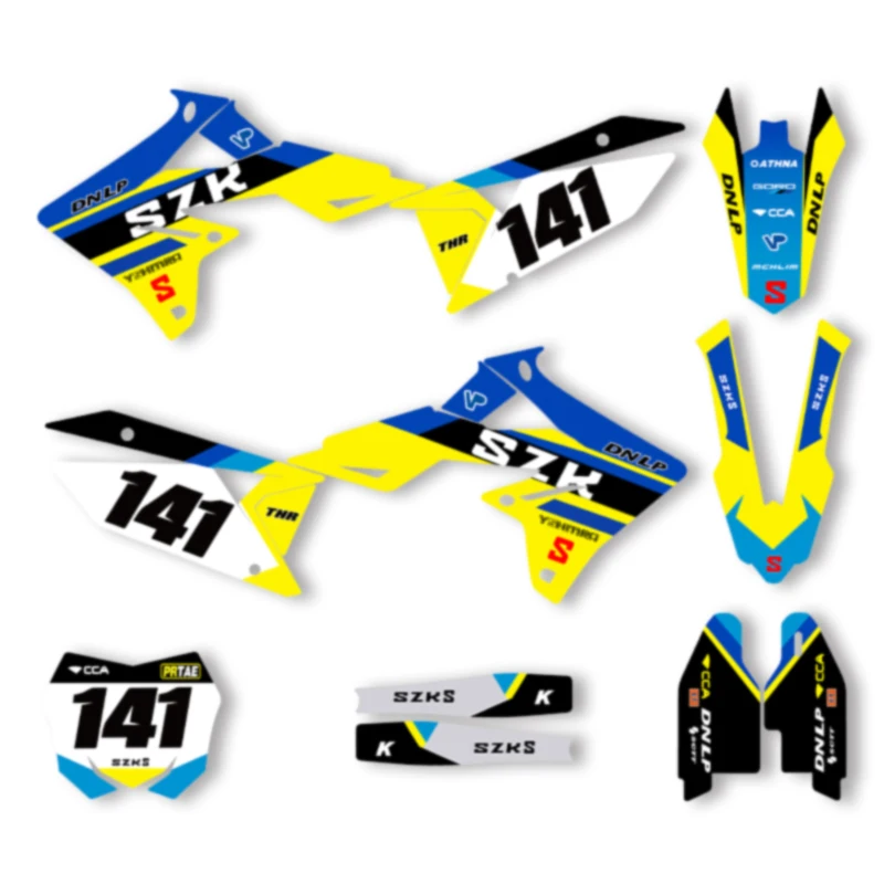 

Powerzone Custom Motorcycle Fairing Graphics For Suzuki RMZ450 18-22 Decals Sticker Kits for RMZ250 19-22 Number Name Customize