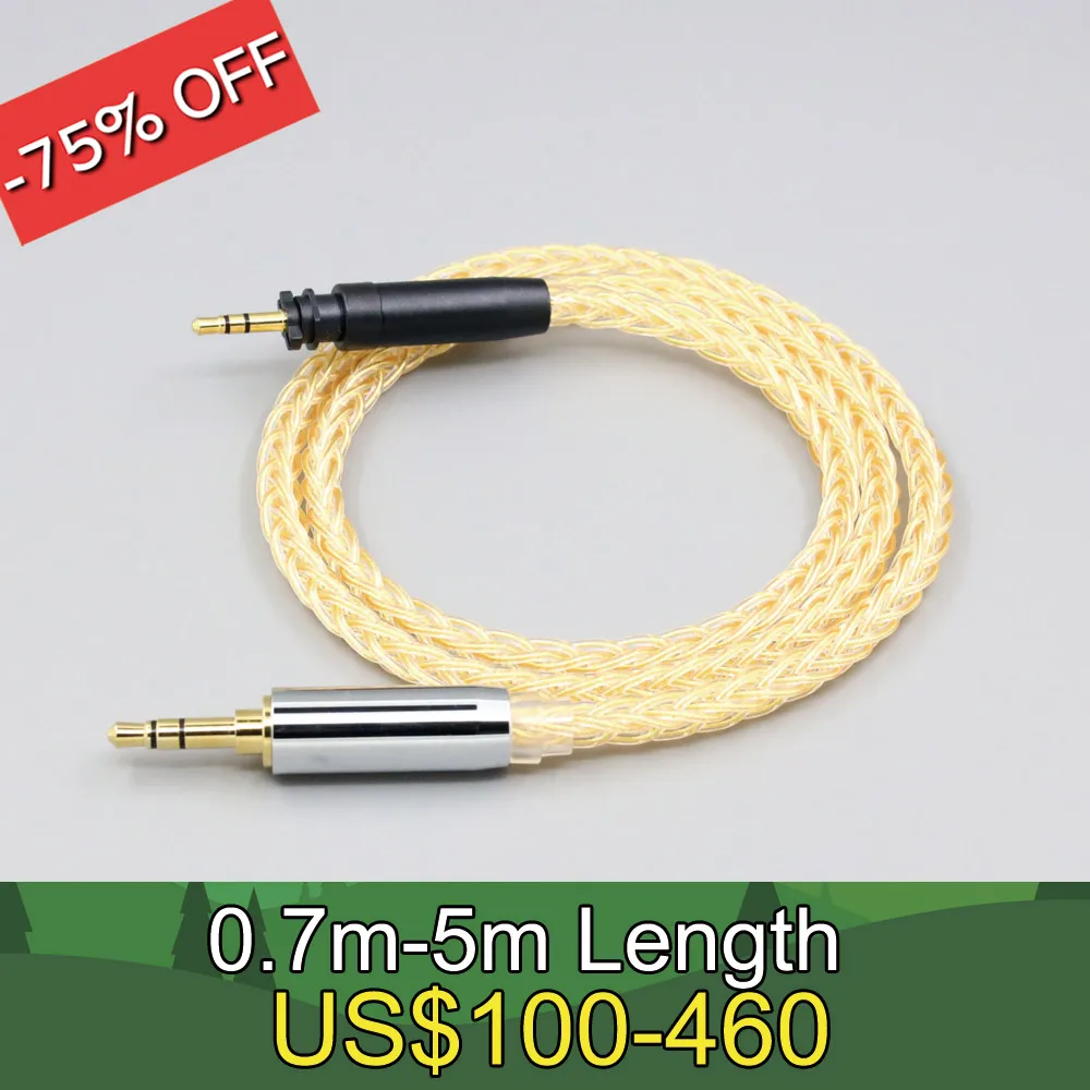 

8 Core 99% 7n Pure Silver 24k Gold Plated Earphone Cable For Shure SRH440A SRH840A Headphone LN008470