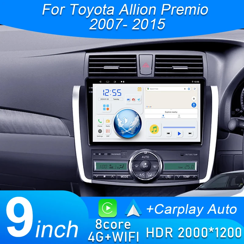 

Android 15 For Toyota Allion T260 2007 - 2015 Car Radio Multimedia Video Player Navigation stereo GPS Carplay Android auto 4G