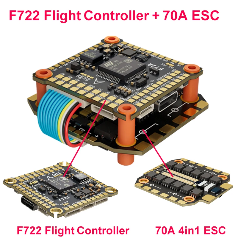 DAKEFPV F722 FC 12S 70A STACK 4IN1 Blheli_S 8bit ESC F722 Flight Controller Support Betaflight INAV For FPV 5inch RC drone DIY