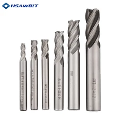 5PCS Tungsten Carbide End Mill 4 Flutes Milling Cutter Woodworking Tools HSS End Milling Cutter Slot Drill Bit Set CNC Endmills